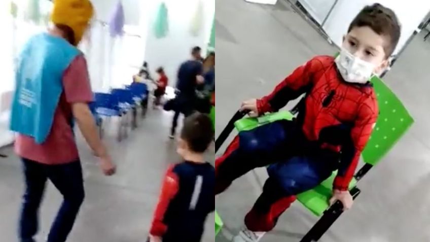 Niño acude a vacunarse contra el Covid-19 como el Hombre Araña; se emociona cuando lo llaman Peter Parker: VIDEO