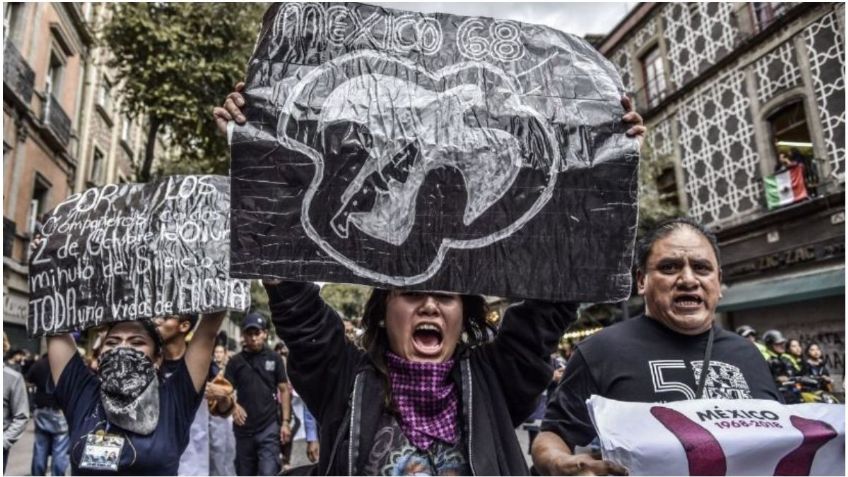 Marcha por los 53 años de la Matanza de Tlatelolco: esto sucedió minuto a minuto