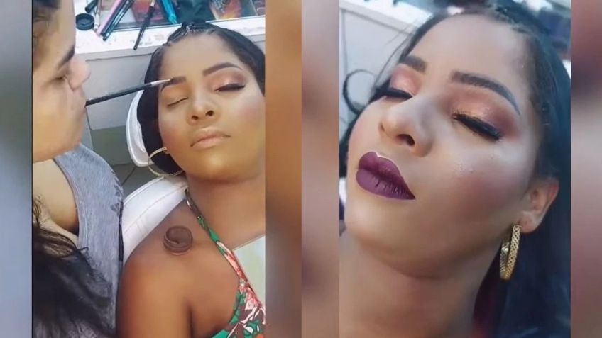 Mujer se hace viral por su increíble habilidad para maquillar con la boca: VIDEO