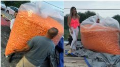 "¡Tú puedes Bruce!" Regalan a joven su "peso" en Cheetos y se hace VIRAL: FOTOS