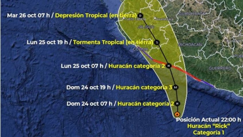 Huracán Rick minuto a minuto: el centro del ciclón se localiza a 265 km de Guerrero