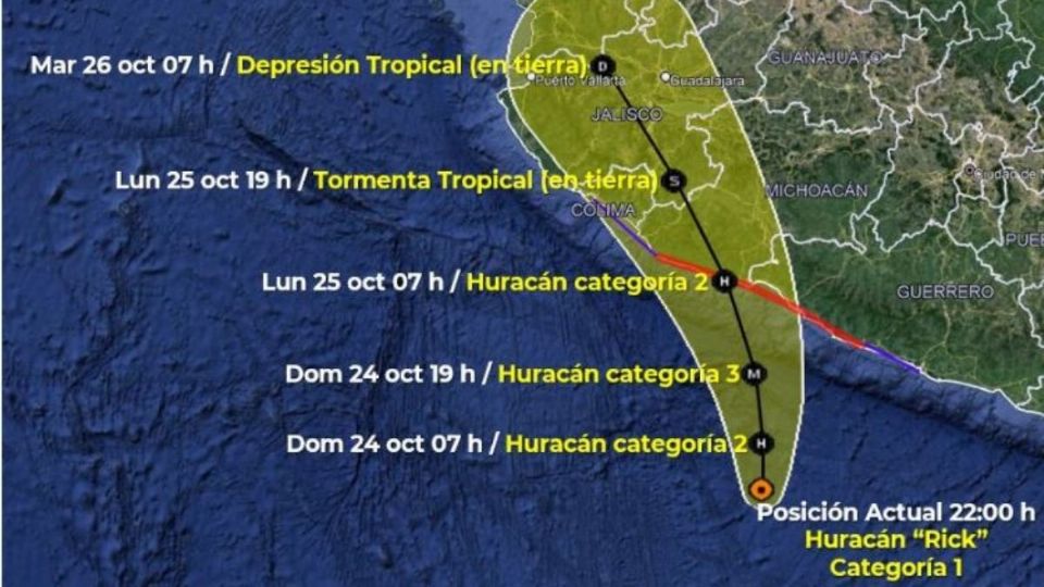 La trayectoria de Rick continúa hacía territorio mexicano
(Foto: Conagua)