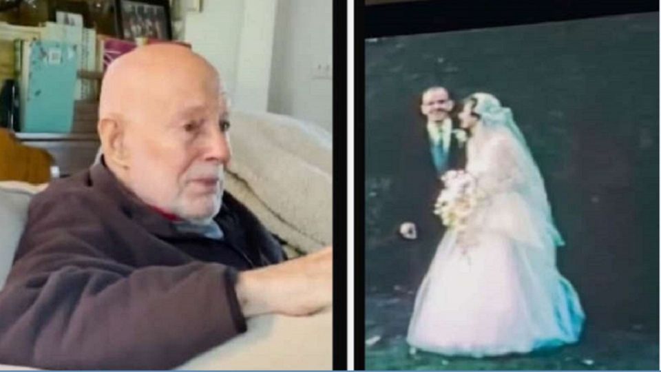 Abuelo llora al mirar la videograbación de su boda, hace 65 años; su esposa ya murió. Foto: Especial