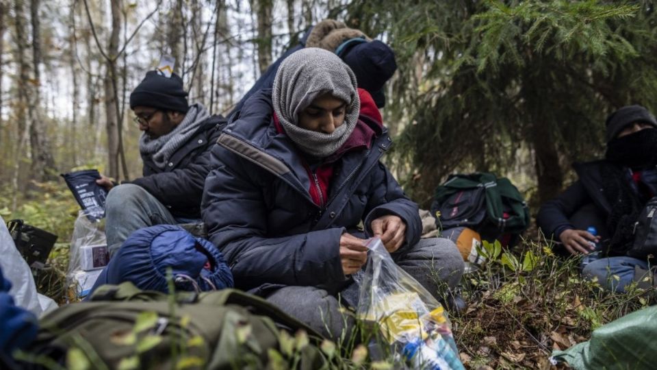 Bielorrusia y Polonia no quieren dar refugio a los migrantes, por lo que quedan abandonados a la intemperie. Foto: AFP