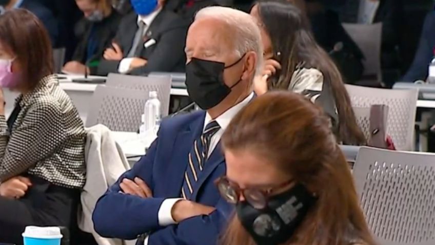 El momento en que Joe Biden se queda dormido durante la Conferencia sobre Cambio Climático de la ONU | VIDEO