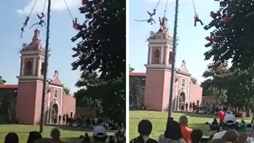 Escalofriante: volador de Papantla cae al vacío durante el festejo de Día de Muertos I VIDEO