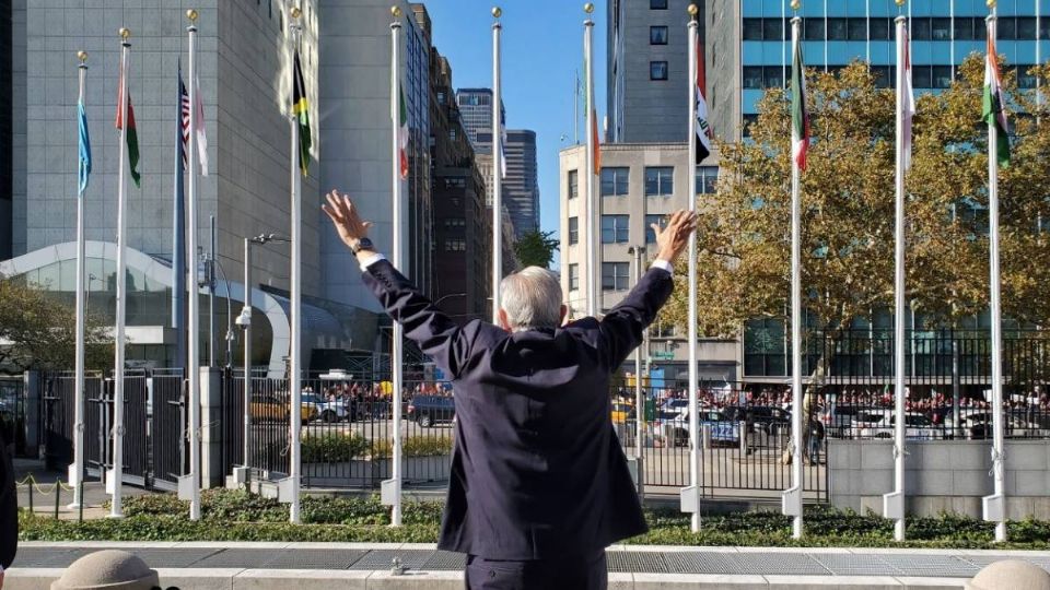 AMLO al salir de su participación en la ONU. Foto: Cuartoscuro