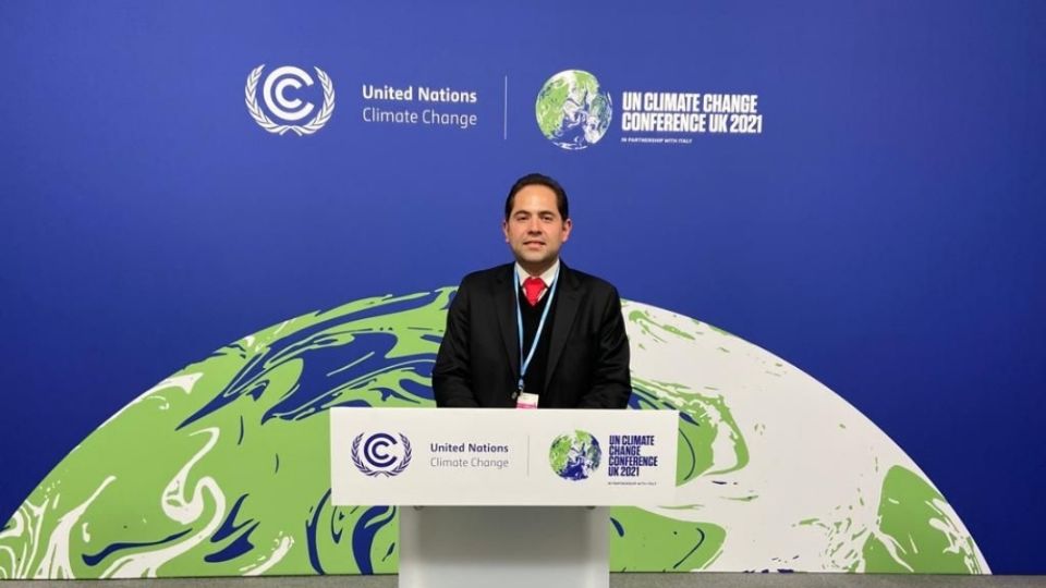 Raúl Bolaños-Cacho Cué durante la Conferencia de las Naciones Unidas sobre el Cambio Climático (COP26) en Glasgow