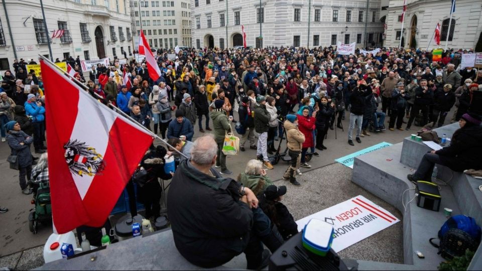 Imagn de manifestación en Austria. Foto: AFP