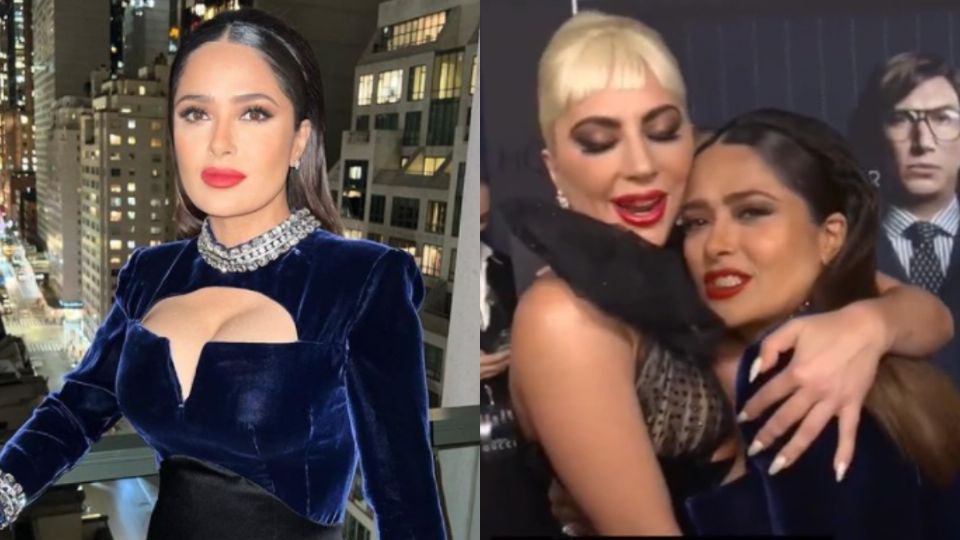 GAGA Y SALMA. Ambas se abrazaron y platicaron en la premier en EU. Foto: Instagram / Captura