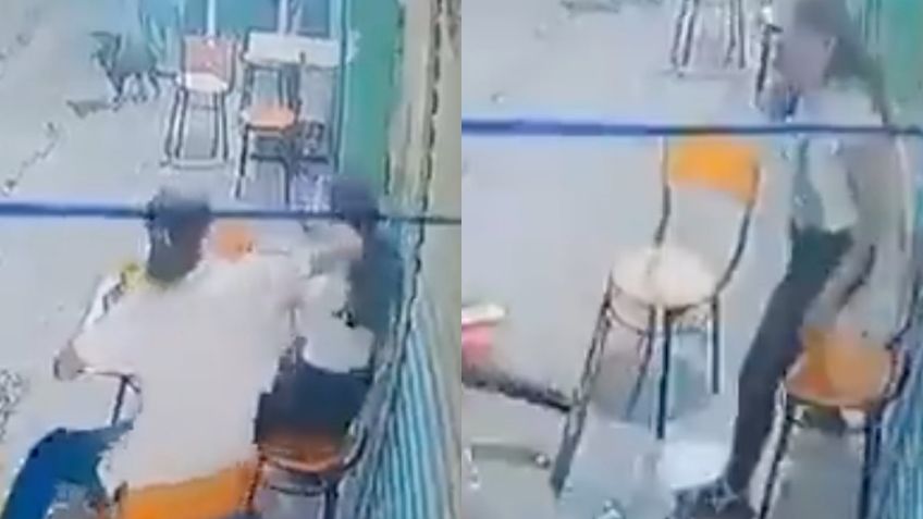 ¡Con todo y silla! Mujer se defiende de su agresor y le da una paliza | VIDEO