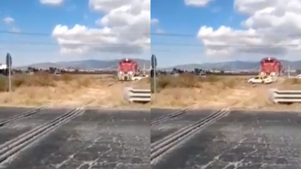 Un hombre quería captar el paso del tren sin imaginar que grabaría la imprudencia del taxista (Foto: captura de pantalla)