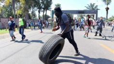 Haitianos bloquean calles en Tapachula