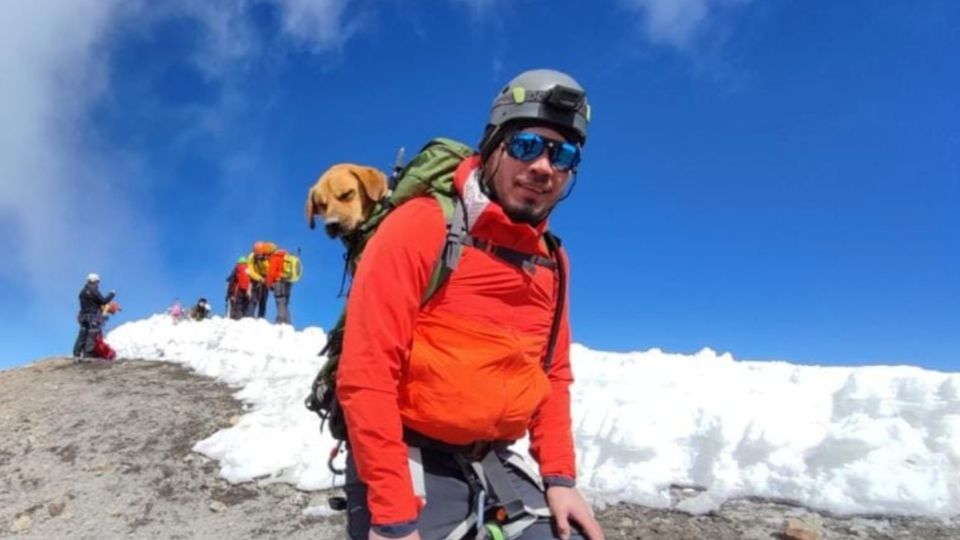 Alpinistas recatan a 'Canelo' en el Pico de Orizaba. Foto: Facebook @hilariocam