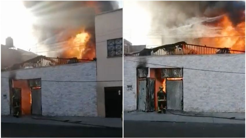 CDMX: incendio devora un taller en la Venustiano Carranza | VIDEO