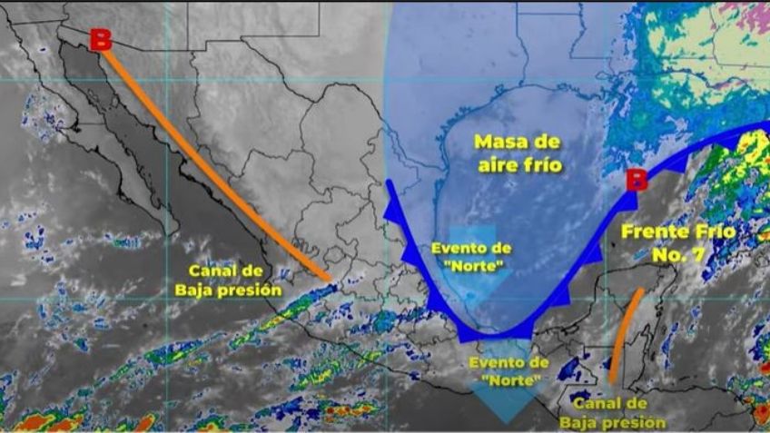 Frente Frío 7: Estos son los estados que tendrán fuertes lluvias, bajas temperaturas y heladas