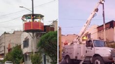 Tras denuncia de vecinos, retiran “saloncito de fiestas” construido en poste de luz