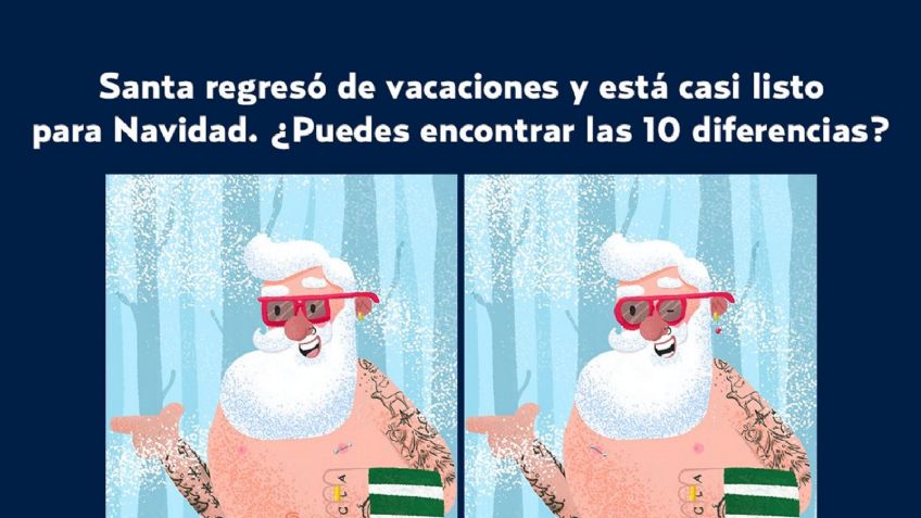 Reto visual: Encuentra las 10 diferencias en la imagen de Santa; sólo el 5% lo logra