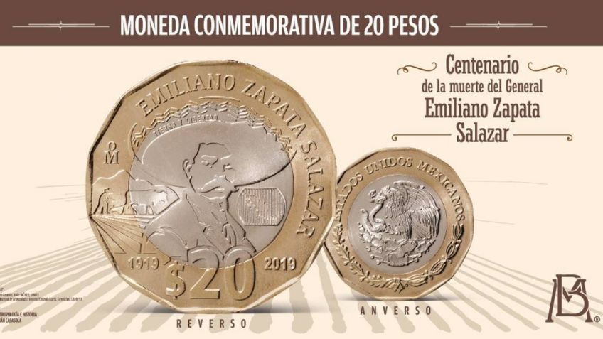 Esta moneda de 20 pesos con la figura de Zapata la puedes vender hasta en 30 mil