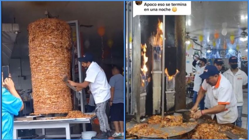 "Los cuñados" arman el trompo al pastor más grande de México en Aguascalientes | VIDEO VIRAL