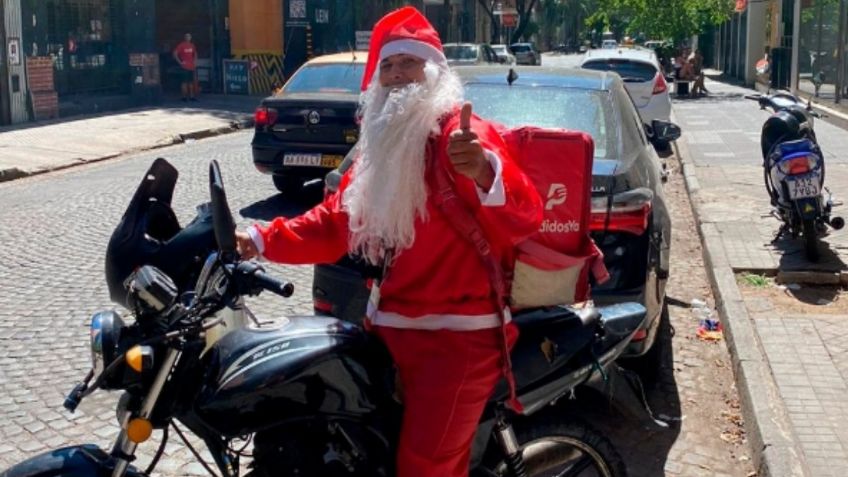 ¡Santa Claus al rescate! Repartidor disfrazado salva la Navidad al someter a ladrón en Argentina | VIDEO