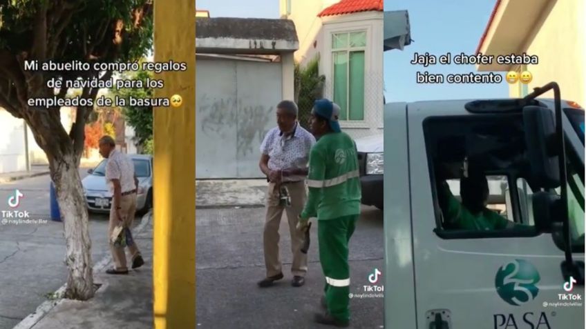 ¡Héroe sin capa! Abuelito da REGALOS a trabajadores del camión de la basura: VIDEO