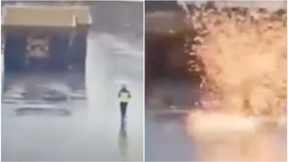 El trabajador de aduanas recibió un fuerte impacto, pero vivió para contarla 
(Foto: YouTube Meteored)