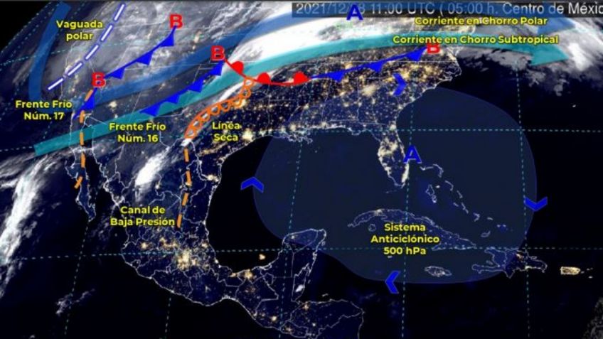 Frente Frío 17: Estos son los estados que tendrán fuertes lluvias, rachas de viento y nevadas