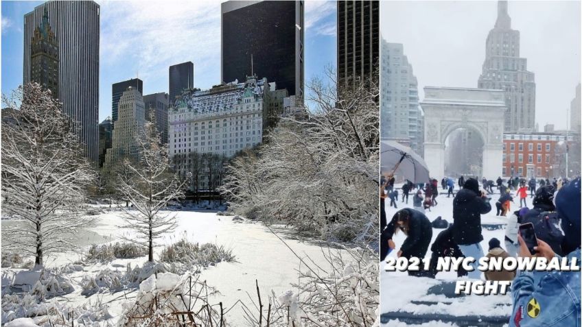 ¡Adiós 2021! Nueva York se despide del año con épica guerra de nieve | VIDEO