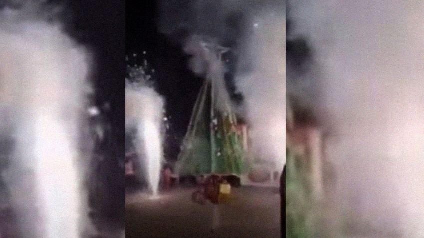 ¡Navidad prendida! Se incendia arbolito en Tula, Hidalgo| VIDEO