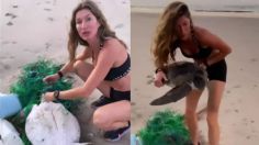 Supermodelo salva la vida de una tortuga atrapada en red de pesca y lanza poderoso mensaje para crear conciencia | VIDEO