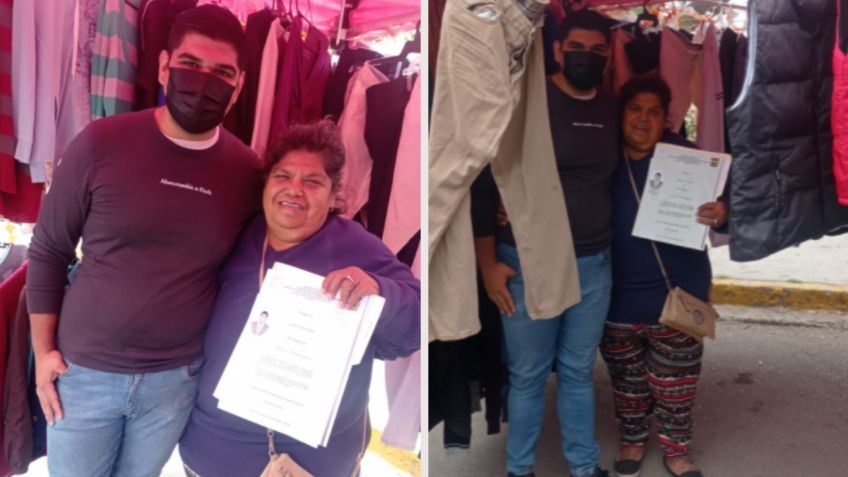 Joven presume su título universitario en el puesto de tianguis de su mamá