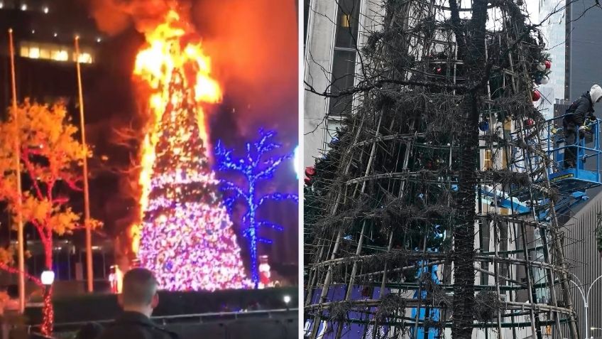 ¡El Grinch! Indigente prende fuego a famoso árbol de Navidad de NY | VIDEO