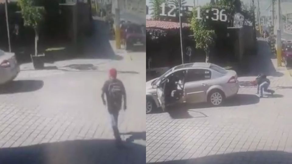 El hombre esperó a que el auto saliera para hacerse 'atropellar' (Foto: captura de pantalla)