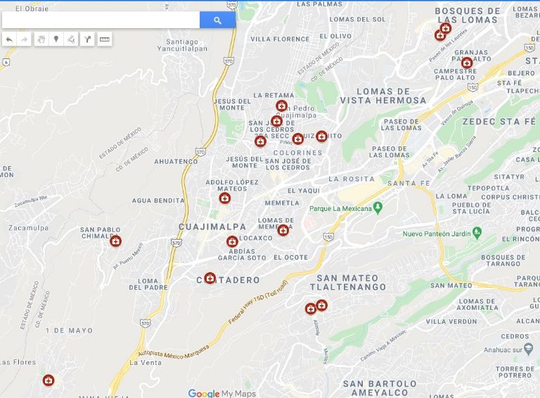 Mapa escuelas Cuajimalpa