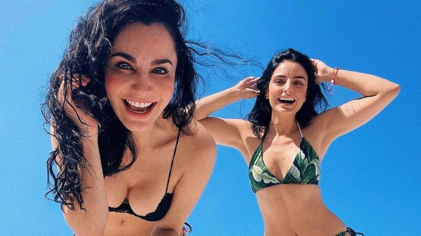 ¡Cómo cirquera! Aislinn Derbez hace malabares para salva su celular de caer a la alberca