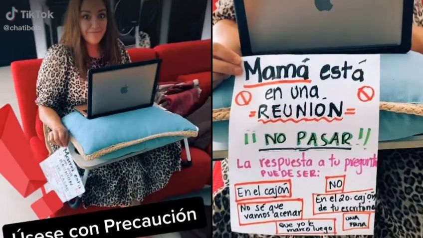 VIDEO VIRAL TIK TOK: ¡Mamá trabajando, no molestar! Ingenioso cartel de mujer en home office causa sensación