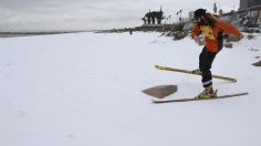 ¡Impresionante! La nieve se apodera de las playas de Texas y deja un paisaje espectacular