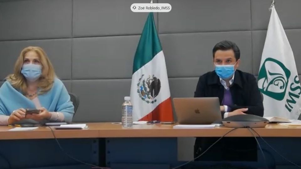 El director general del IMSS, Zoé Robledo, mantuvo una reunión virtual con representantes de padres de menores con cáncer atendidos en el Seguro Social. Foto: Captura de pantalla