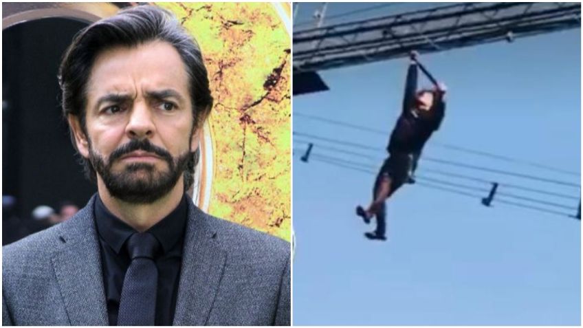 ¡Arriesga la vida! Influencer se cuelga de una torre para pedir a Eugenio Derbez que lo adopte: VIDEO VIRAL