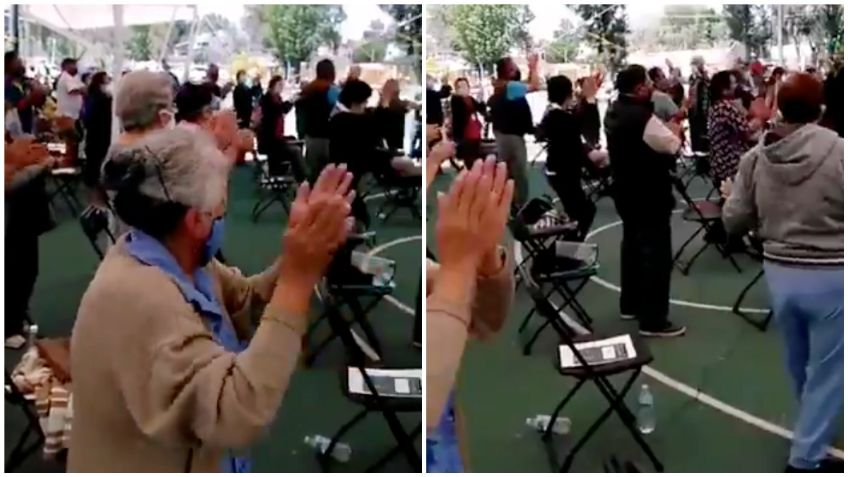 Abuelitos se ponen a bailar en CDMX mientras esperan la vacuna contra Covid-19: VIDEO