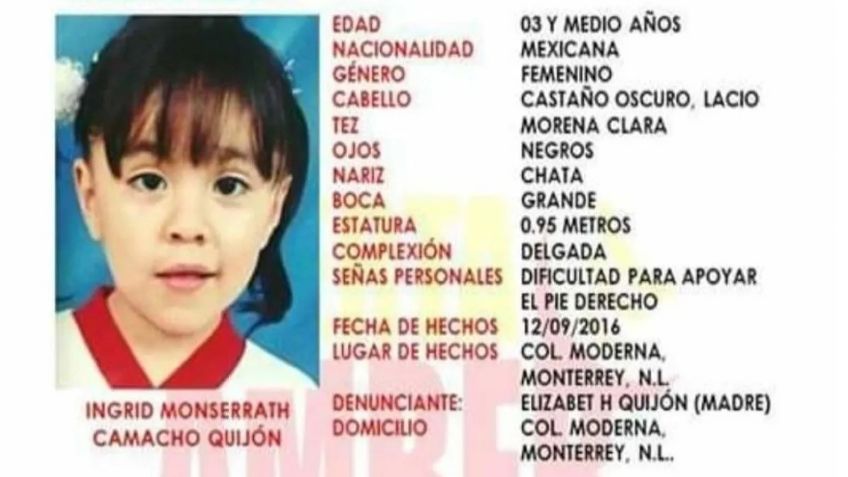 Ingrid Monserrat, niña desparecida en Monterrey; su mamá la busca desde 2016