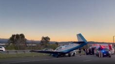 ¡De película! Avioneta se DESPLOMA y CHOCA contra auto en plena autopista: VIDEO