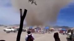 ¡Increíble! Enorme remolino ARRASA con tianguis en Actopan, Hidalgo: VIDEO