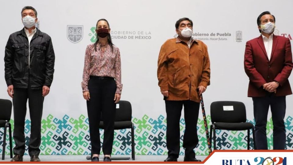 Rutilio Escandón, Claudia Sheinbaum, Miguel Barbosa y Cuitláhuac García, van por comicios limpios. Foto: Yadín Xolalpa