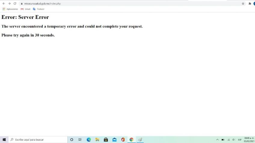 Continúan fallas en registro web para vacunación contra COVID-19