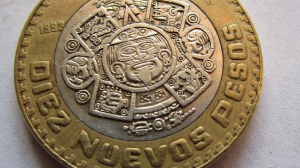 Moneda de 10 pesos mexicanos. FOTO: Archivo