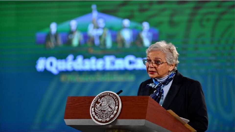 Olga Sánchez Cordero en la Conferencia Mañanera en Palacio Nacional 
FOTO: Guillermo O´Gam