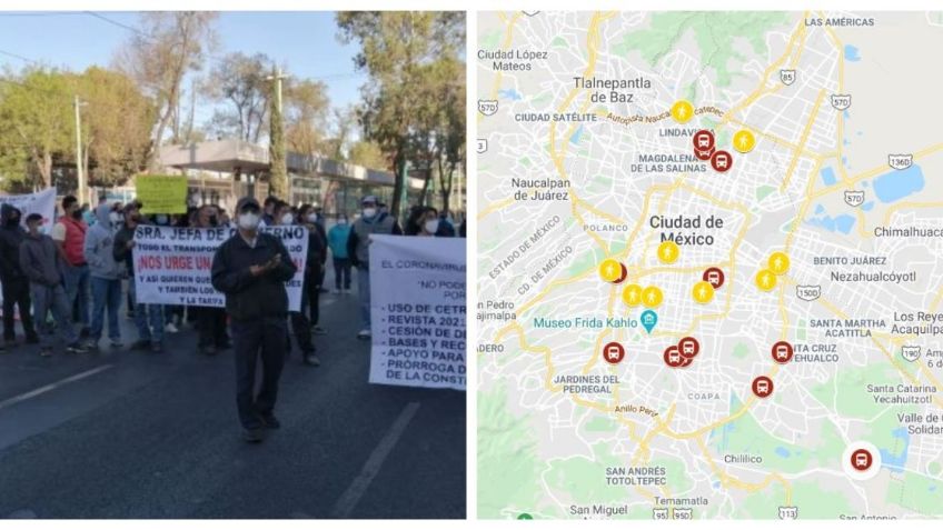 Transportistas causan caos, bloquean 10 puntos de la CDMX; rutas alteras: MAPA