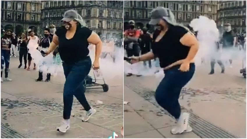 ¿Quién es "La Reinota"? La mujer que devolvió una bomba de humo en la marcha 8M: VIDEO